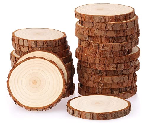 Hitopin 30 Stücke Holzscheiben, Holz Log Scheiben 7-8cm Holzscheiben Verzierung Naturholzscheiben Deko, für DIY Handwerk Hochzeit Mittelstücke Weihnachten Dekoration Baumscheibe(7-8cm) von Hitopin