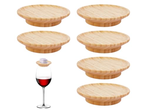 Hitopin 6 Stück Weinglas Topper Holz, Wine Glass Charcuterie Topper, Vorspeisenteller Weinglas Aufsatz, für Desserts Getränke Party zubehör, Familienessen & Partyzubehör von Hitopin