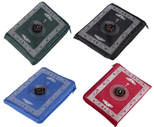 Hitopin Muslimische Gebetsmatte, 4PCS 100CM*60CM Tragbare Reise-Gebetsmatte, wasserdichte Gebetsmatte, Muslim-Gebetsteppich mit Kompass, Verwendet für islamische Gebete, Eid al-Fitr (4 Farben) von Hitopin