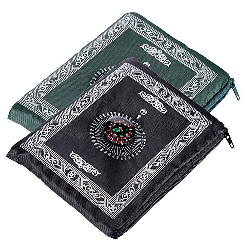 Hitopin tragbar Licht Islamische Reisegebetsteppich,Ramadan mit Kompass Taschenformat Tragetasche und Kompass Gebet Teppich tragbar Polyester 60 * 100 cm Wasserdicht 2 Packs von Hitopin