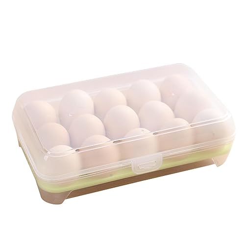 Hitrod Eierbehälter für Kühlschrank, Eierbox mit 15 Fächern für den Kühlschrank, Stapelbare Eier-Aufbewahrungsbox mit Deckel, Eierwagen-Spender für Picknick, Camping, Reisen, von Hitrod