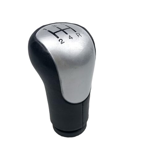 Hiverni 5/6 für Speed ​​Leder Schaltknauf Hebel Stift Kopf Für Fiesta Für Fusion Für Transit Für Connect 2002On Auto Styling Zubehör(Silber,5 SPEED) von Hiverni