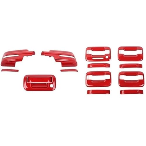Hiverni Auto-Außentürgriff Auto-Außentürgriff links ABS für Rückspiegelschale, Dekorationsabdeckung für Raptor 2009–2014(Rot) von Hiverni