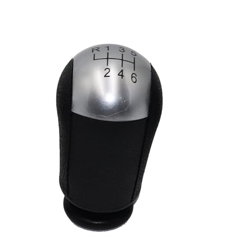 Hiverni Auto Schaltknauf Kopf Getriebe Abdeckung Schalthebel Stick Für Fiesta MK6 2002 2003 2004 2005 2006 2007 2008(Silber,6 speed) von Hiverni