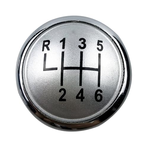 Hiverni Auto Styling Schaltknauf Hebel Stick Emblem Kappe Abdeckung Für 9N 9N2 GTI 2002 2003 2004 2005 2006 2007 2008 2009 2010(Silber,6 Speed) von Hiverni