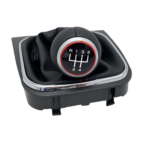 Hiverni Für Golf 5 MK5 R32 für GTI 2004 2005 2006 2007 2008 2009 5/6 für Speed ​​Car Gear Stick Level Schaltknauf für mit Lederkoffer(5 Speed) von Hiverni