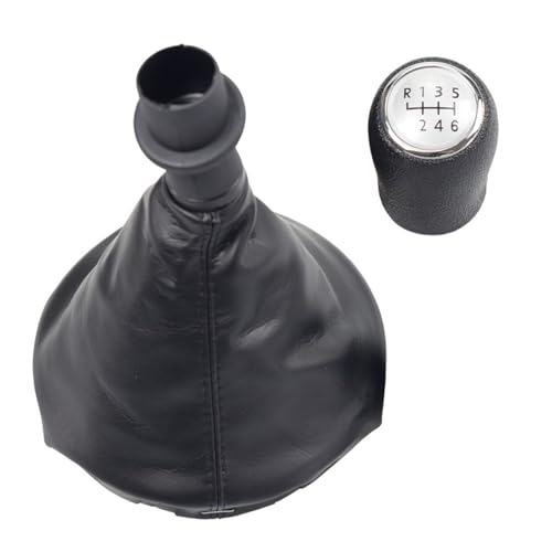 Hiverni Für Tranfor Sporter für Caravelle T5 2003 2004 2005 2006 2007 2008 2009 2010 Auto 6 für Speed ​​Gear Stick Schaltknauf Ledermanschette(Silber,6 speed) von Hiverni
