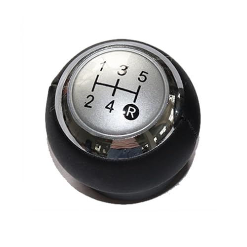 Hiverni Leder Auto Schaltknauf Kopf Getriebe Abdeckung Für E18 E180 2013 2014 2015 2016 2017 2018(Silber,5 Gears) von Hiverni