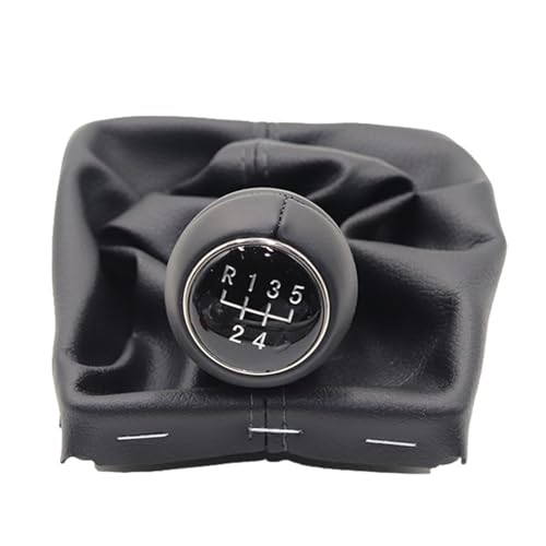 Hiverni Schwarzes Leder Auto Shift Schaltknauf Hebel Gaitor Kofferraumabdeckung für A3 S3 8P Sline für Sportback(5 speed set) von Hiverni