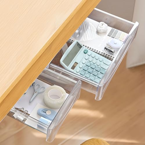 Hivexagon 2er-Pack ausziehbare Schubladen für unter den Schreibtisch schaffen zusätzlichen Stauraum-Organizer mit selbstklebender oder Schraubmontage für das Home-Office (groß und klein) von Hivexagon