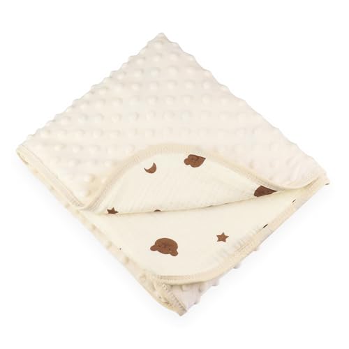 Hivia 100 * 100CM Babydecke Baumwolle Kuscheldecke Baby, Baumwolldecke Babydecken, Kinder Wommerdecke, Multifunktionale Doppelseitige Decke, Baby Blanket Newborn für Kinderwagen|Mondbär von Hivia