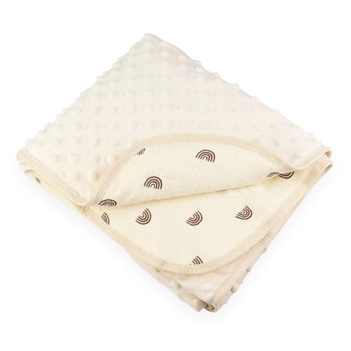 Hivia 100 * 100CM Babydecke Baumwolle Kuscheldecke Baby, Baumwolldecke Babydecken, Kinder Wommerdecke, Multifunktionale Doppelseitige Decke, Baby Blanket Newborn für Kinderwagen|Regenbogen von Hivia