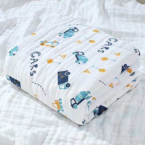 Hivia Muslin Baby Blanket, 6-Layer Cuddly Blanket, Baby Cotton Muslin Blanket, Children's Swaddle Blanket, Soft Bath Towel, Children's Blanket for Newborns, Girls, Boys, 110 x 110 cm (Wagon) von Hivia