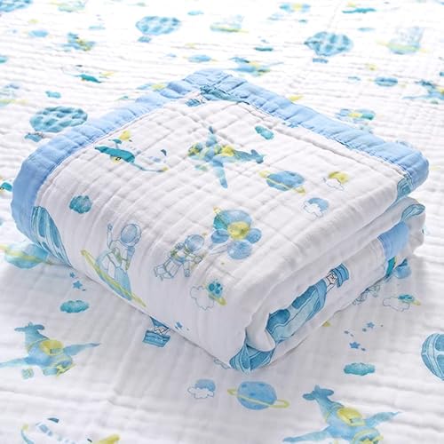 Hivia Musselin Decke 6 Lagig Kuscheldecke Baby Baumwolle 110 x 110 cm Musselin Babydecke Wickeldecke Weiche Decke für Badetuch,Kinderdecke Neugeborene Unisex (Mond Einhorn) von Hivia