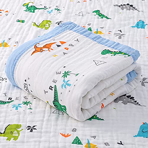 Hivia Musselin Decke 6 Lagig Kuscheldecke Baby Baumwolle 110 x 110 cm Musselin Babydecke Wickeldecke Weiche Decke für Badetuch,Kinderdecke Neugeborene Unisex (Nashörner-Dinosaurier) von Hivia