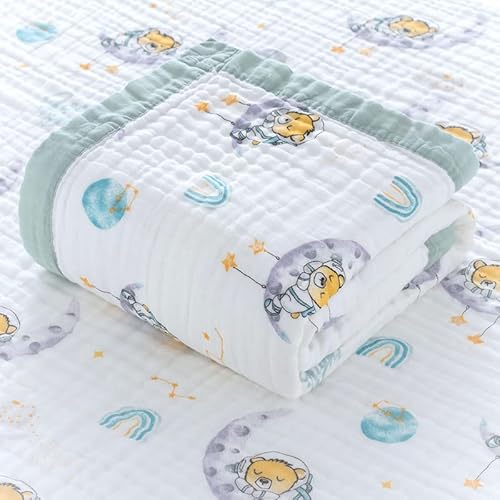 Hivia Musselin Decke 6 Lagig Kuscheldecke Baby Baumwolle 110 x 110 cm Musselin Babydecke Wickeldecke Weiche Decke für Badetuch,Kinderdecke Neugeborene Unisex (Traumbär) von Hivia