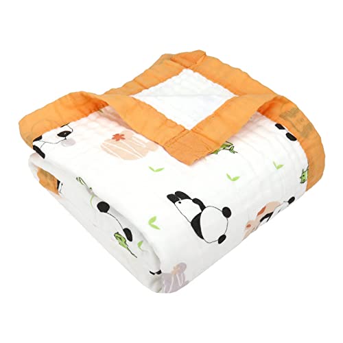 Hivia Musselin Decke 6 Lagig Kuscheldecke Baby Baumwolle 110 x 110 cm Musselin Babydecke Wickeldecke Weiche Decke für Badetuch,Kinderdecke Neugeborene Unisex (Bambuspanda) von Hivia