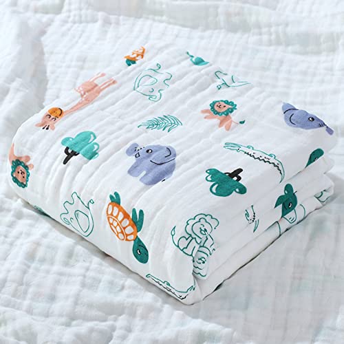 Hivia Musselin Babydecke 6 Lagig Kuscheldecke Baby Baumwolle Musselin Decke Kinder Wickeldecke Weiche Badetuch,Kinderdecke Decke für Neugeborene Mädchen Junge 110 x 110 cm (Elefanten) von Hivia