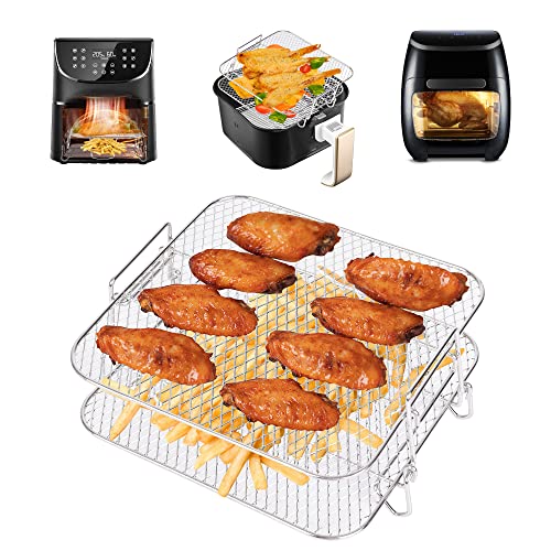 Hivio Airfryer Zubehör für Cosori 5.5L Luftfritteuse, 2-Etagen Quadratische Luftfritteuse Zubehör für Cosori 6.4L Air Fryer Heißluftfritteuse von Hivio