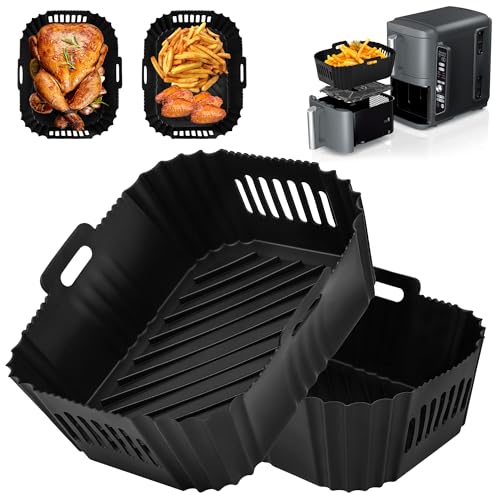 Hivio Airfryer Silikonform für Ninja Double Stack XL SL400EU, 2 Stück Heißluftfritteuse Zubehör für Ninja Heißluftfritteuse 9,5L, Heißluftfritteuse Silikonform für Ninja Foodi Max Dual Zone AF400EU von Hivio