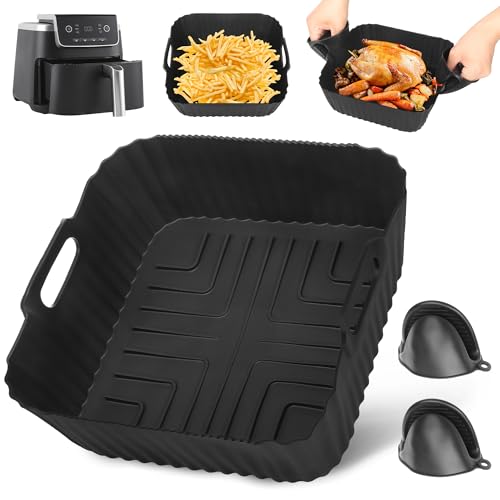 Hivio Heißluftfritteuse Zubehör für Ninja AF140EU 4,7L/Ninja Heißluftfritteuse Max Pro 6,2 l AF180EU, Airfryer Silikonform und ein Paar Silikonhandschuhe Airfryer Zubehör für COSORI 5,5L von Hivio