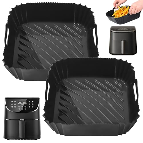 Hivio 22CM Silikonform Heißluftfritteuse für Cosori Heißluftfritteuse 5,5l Xxl/9-in-1 Air Fryer XXL 6L/6.4L, 2 Stück Airfryer Zubehör Wiederverwendbarer Airfryer Silikonform für Ninja Speedi von Hivio