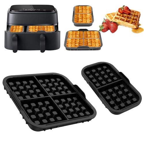 Hivio Airfryer Zubehör für Philips Air fryer Dual Basket 3000, 2 Stück Waffelform für Airfryer, Silikon Waffelplatten für Phillips 3000 Dual Basket Heißluftfritteuse von Hivio