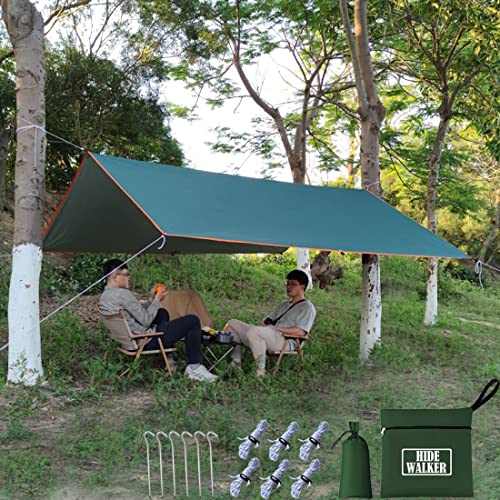 3X3 3X4 3X5 Tarp Ultraleicht Zeltplane Wasserdicht mit Ösen Kleines Packmaß Zeltunterlage Leicht Kompakt Sonnensegel Strand mit Uv Schutz Hängematte Camping Plane (grün, 4x4m) von HIDEWALKER