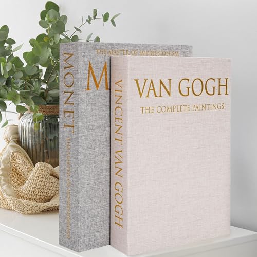 Hiwhy Dekorative Bücher Aufbewahrungsbox, 2er-Set Stilvolle Dekorative Bücher, Aufbewahrungsbox aus Leinenimitat für Bücherregale, Couchtische, Heimdekoration, Beige von Hiwhy