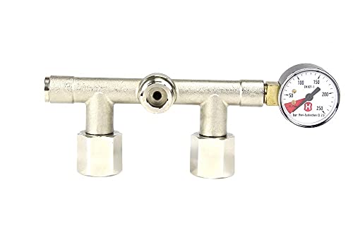 Hiwi Hochdruck CO2 Wand Verteiler für Soda Wassersprudelflaschen 2-LTG mit Manometer Druckminderer CO2 Anlage Kohlensäure von Hiwi