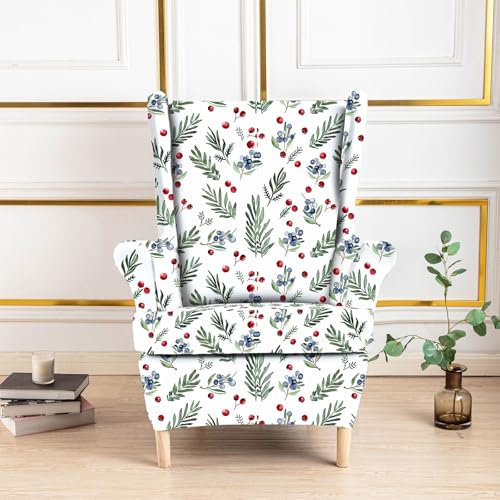 Hixingo 2-Teilig Ohrensessel Überzug, 3D-Muster Sesselbezüge Stretch Ohrensessel Bezug Abnehmbar und Waschbar für Wohnzimmer Schlafzimmer Hotel Sesselschoner (One Size,Preiselbeere) von Hixingo