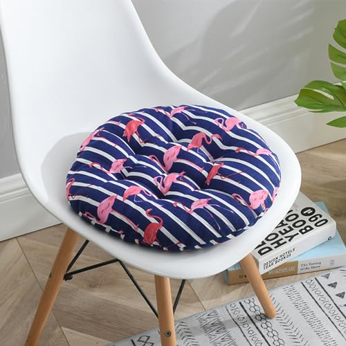 Hixingo 2er Set Stuhlkissen, Orbicular Sitzkissen Stuhl, Stuhlkissen 40x40, Muster Sitzkissen Bank, Sitzunterlage Outdoor & Innen, Sitzauflagen Chair Cushion für Wohnzimmer (40cm,Flamingo) von Hixingo