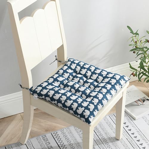 Hixingo 2er Set Stuhlkissen, Sitzkissen Stuhl, Stuhlkissen 40x40, Bunte Muster Sitzkissen Bank, Sitzunterlage Outdoor & Innen, Sitzauflagen Chair Cushion für Wohnzimmer Terrassen (40cm,Weißer Bär) von Hixingo