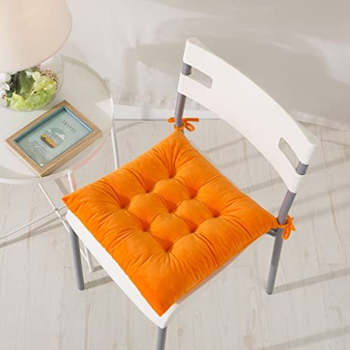 Hixingo 2er Set Stuhlkissen, Sitzkissen Stuhl, Stuhlkissen 40x40, Kristall-Samt Solide Farben Sitzkissen Bank, Sitzunterlage Innen, Sitzauflagen Chair Cushion für Wohnzimmer (40cm,Orange) von Hixingo