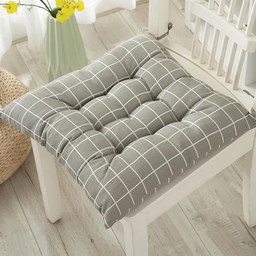 Hixingo 2er Set Stuhlkissen, Sitzkissen Stuhl, Stuhlkissen 40x40, Patchwork-Druck Sitzkissen Bank, Sitzunterlage Outdoor & Innen, Sitzauflagen Chair Cushion für Wohnzimmer (40cm,Grau) von Hixingo