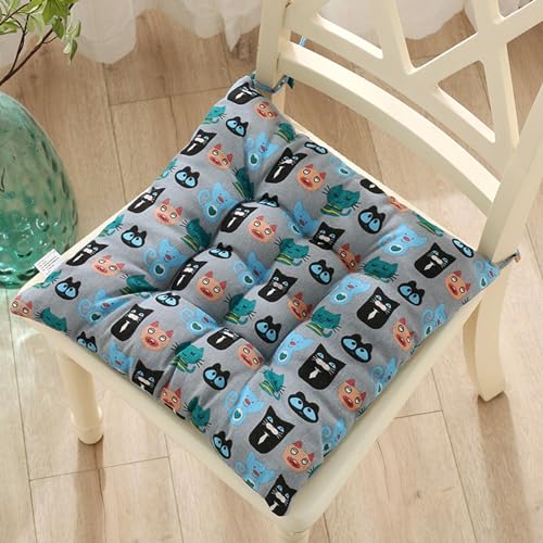 Hixingo 2er Set Stuhlkissen, Sitzkissen Stuhl, Stuhlkissen 40x40, Patchwork-Druck Sitzkissen Bank, Sitzunterlage Outdoor & Innen, Sitzauflagen Chair Cushion für Wohnzimmer (45cm,Katzen) von Hixingo