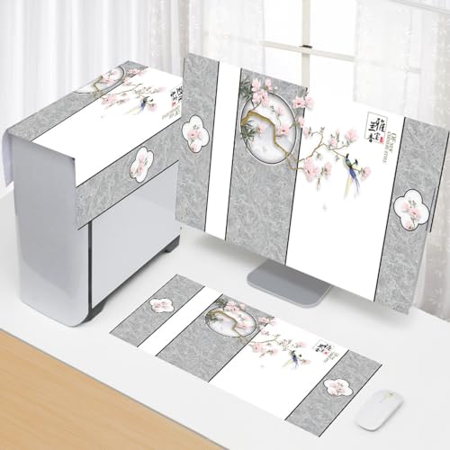 Hixingo 3 Stück Set Staubschutzhülle für Computer-Monitore, Tastatur Computer Host Desktop PC Monitor Protector Staubdicht Computer Fall Abdeckungen (20”-22”,Chinesisch) von Hixingo