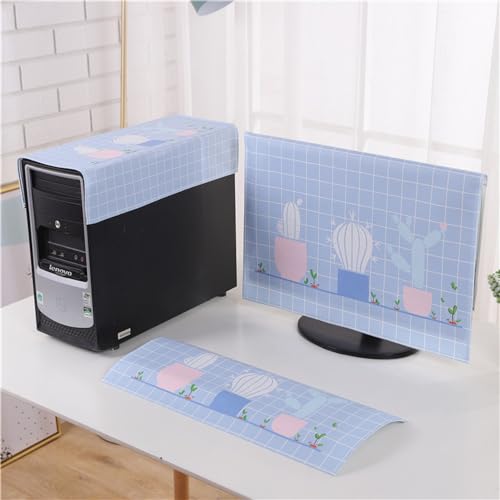 Hixingo 3 Stück Set Staubschutzhülle für Computer-Monitore, Tastatur Computer Host Desktop PC Monitor Protector Staubdicht Computer Fall Abdeckungen (27 Zoll,Kaktus) von Hixingo