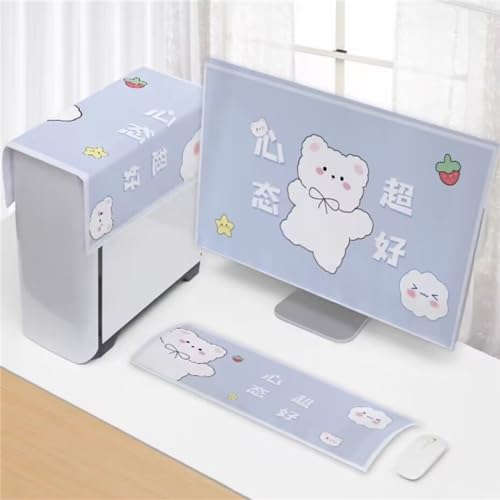 Hixingo 3er Set Staubschutzhülle für Computer-Monitore, Tastatur und Computer Host Staubdichter Desktop PC Monitor Protector CPU Staubschutzhülle für 19-32 Bildschirm (Bär,24 Zoll) von Hixingo