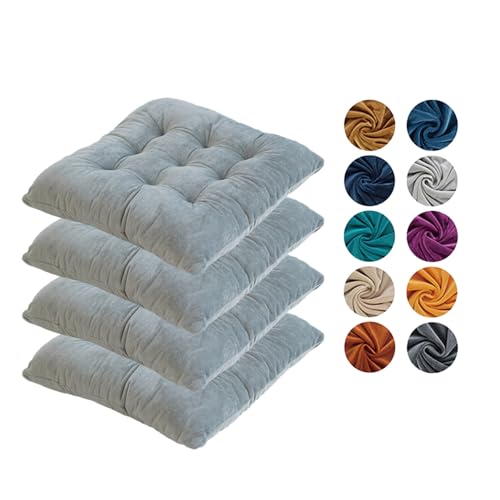 Hixingo 4er Set Stuhlkissen, Sitzkissen Stuhl Dunkelgrün, Stuhlkissen 40x40 Kristall-Samt Sitzkissen Bank Sitzunterlage Innen, Sitzauflagen Chair Cushion für Terrassen (40cm,Ewiges Grau) von Hixingo