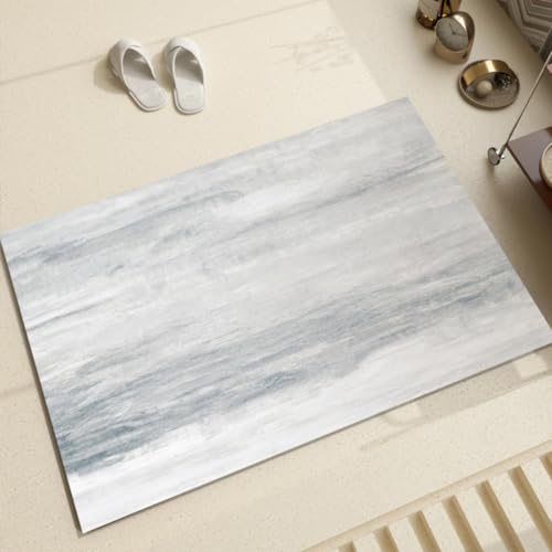 Hixingo Badematte rutschfeste aus Saugfähige Kieselgur, Moderner Stil Badezimmermatte, Weich Waschbar Schnelltrocknende Bodenmatte für Dusche, Badewannen, Küche (Hellgrau 2,60x90cm) von Hixingo