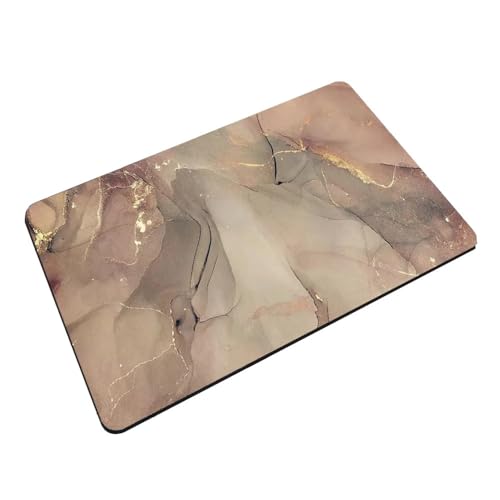 Hixingo Diatomeenerde Badematte 3D Visuelle rutschfeste Badvorleger Diatomeenschlamm Absorbierender Badteppich Schnelltrocknende Home Matte Für Küche Bodenmatte (60x90cm,Khaki-Marmor) von Hixingo