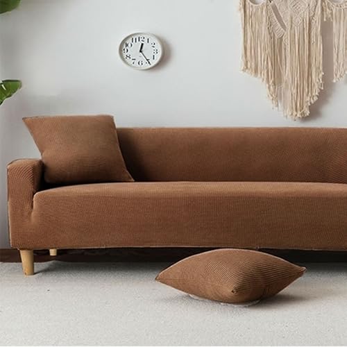 Hixingo Einfarbig 1 2 3 4 Sitzer Sofa Überzug, Stretch rutschfest Sofabezug, Alles Inklusive Verdickt Couch Überzug Waschbar Sofa Cover, Couchdecke für Wohnzimmer Wohnkultur (Braun,1-Sitzer) von Hixingo