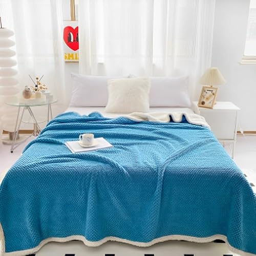 Hixingo Einfarbig Fleece Kuscheldecke Fleecedecke Wolldecke, Mikrofaser Sofa Überwurfdecke Kuscheldecke Flauschig Sofadecke, Weich Sofaüberwurf Couchdecke (70x100cm,Blau) von Hixingo