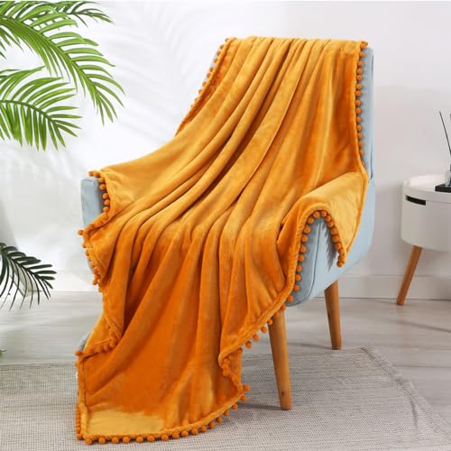 Hixingo Einfarbig Kuscheldecke Fleecedecke Wolldecke, Mikrofaser Sofa Überwurfdecke Kuscheldecke Flauschig Sofadecke, Weich Couchdecke Wohndecke Sofaüberwurf (Orange,230x230cm) von Hixingo