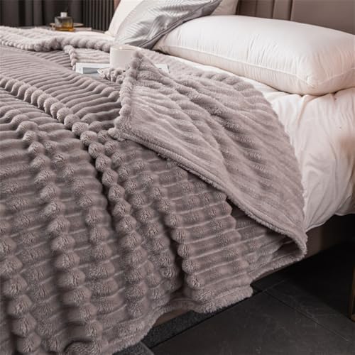 Hixingo Flanelldecke Einfarbig Decke Streifen Kuscheldecke Flauschig Decke Weiche Warme Wohndecke Fleecedecke Winter Bequem Verdickt Couch Decke Sofadecke Bettüberwurf (Silbergrau,70x100cm) von Hixingo