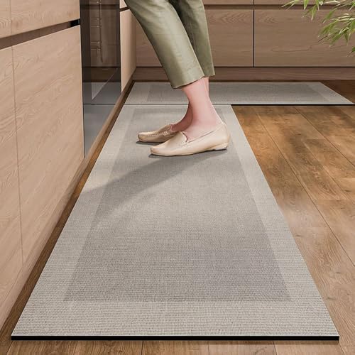 Hixingo Küche Teppich rutschfest, Abwaschbar Kieselgur Küchenläufer Schnelltrocknend Küchenteppich Absorbierend Teppich Läufer Küchenmatte Schmutzfangmatte (50x160cm,grau) von Hixingo