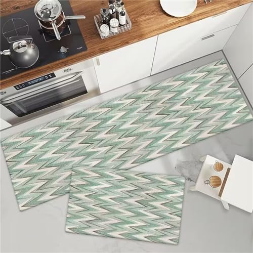 Hixingo Küche Teppich rutschfest, Vintage Stil Küchenläufer Schnelltrocknend Küchenteppich Absorbierend Teppich Läufer Modern Küchenmatte Abwaschbar Schmutzfangmatte (Chevron Muster,40x120cm) von Hixingo
