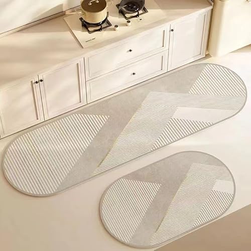 Hixingo Küche Teppich rutschfest Kieselgur Küchenläufer Schnelltrocknend Küchenteppich Oval Absorbierend Läufer Teppich Modern Küchenmatte Schmutzfangmatte (Dreieck,40x120cm) von Hixingo
