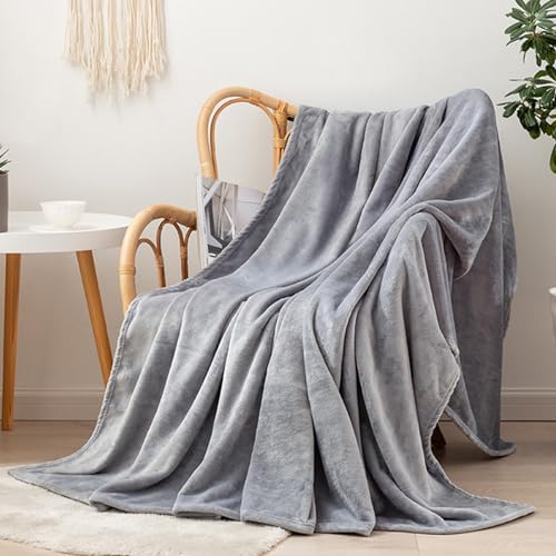 Hixingo Kuscheldecke Flanell-Decke, Mikrofaser Sofa Überwurfdecke Kuscheldecke Flauschig Sofadecke, Weich Sofaüberwurf Couchdecke Farbenfroh (100x150cm,Grau) von Hixingo